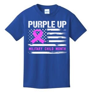 Purple Up For Military Awareness Month Us Flag Gift Kids T-Shirt