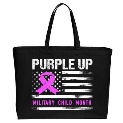 Purple Up For Military Awareness Month Us Flag Gift Cotton Canvas Jumbo Tote