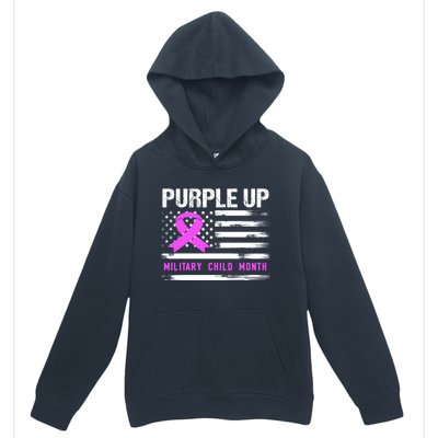 Purple Up For Military Awareness Month Us Flag Gift Urban Pullover Hoodie