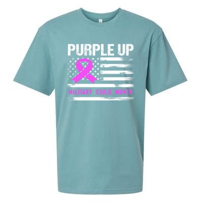 Purple Up For Military Awareness Month Us Flag Gift Sueded Cloud Jersey T-Shirt