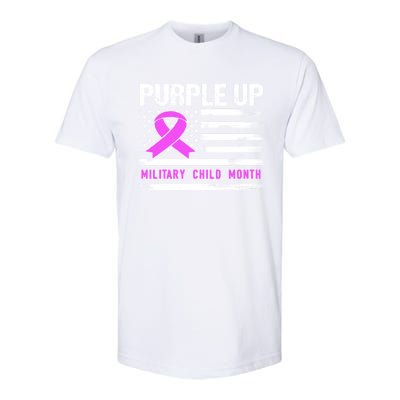 Purple Up For Military Awareness Month Us Flag Gift Softstyle CVC T-Shirt