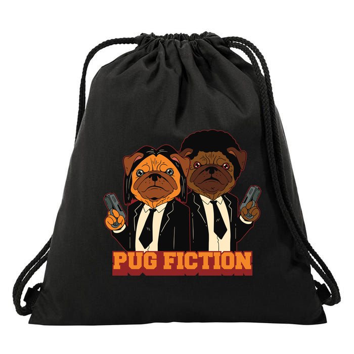Pug Fiction Drawstring Bag