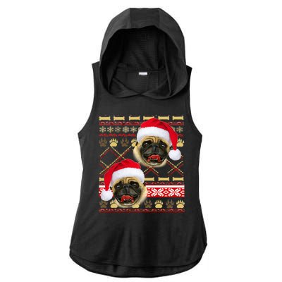 Pug Ugly Christmas Sweater Ladies PosiCharge Tri-Blend Wicking Draft Hoodie Tank