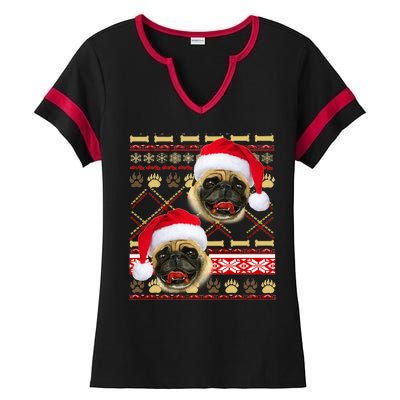 Pug Ugly Christmas Sweater Ladies Halftime Notch Neck Tee