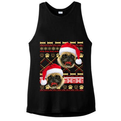 Pug Ugly Christmas Sweater Ladies PosiCharge Tri-Blend Wicking Tank