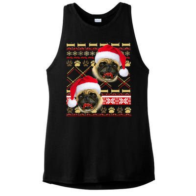 Pug Ugly Christmas Sweater Ladies PosiCharge Tri-Blend Wicking Tank