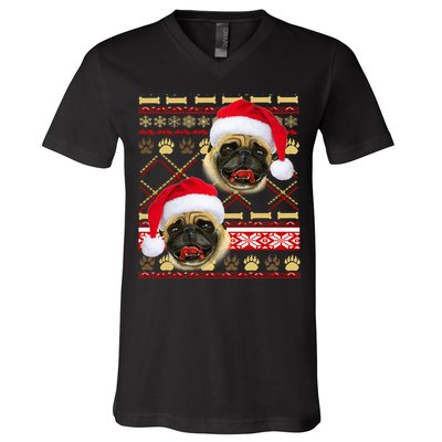 Pug Ugly Christmas Sweater V-Neck T-Shirt