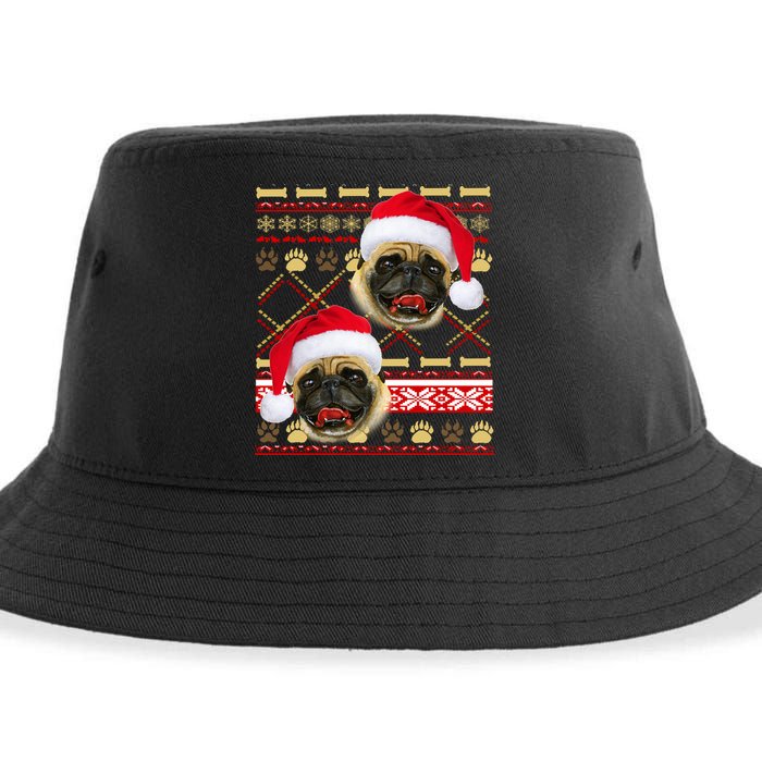 Pug Ugly Christmas Sweater Sustainable Bucket Hat