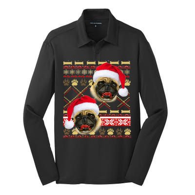 Pug Ugly Christmas Sweater Silk Touch Performance Long Sleeve Polo