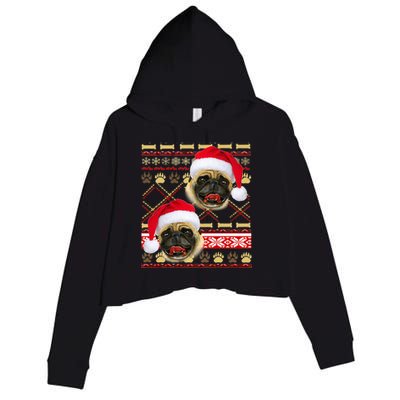 Pug Ugly Christmas Sweater Crop Fleece Hoodie