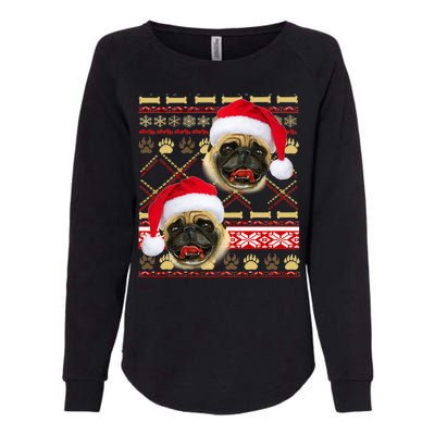 Pug Ugly Christmas Sweater Womens California Wash Sweatshirt