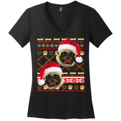 Pug Ugly Christmas Sweater Women's V-Neck T-Shirt