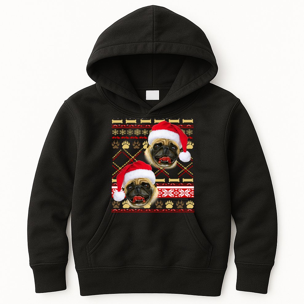 Pug Ugly Christmas Sweater Kids Hoodie