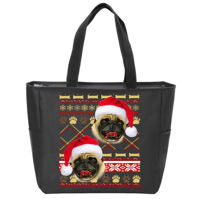 Pug Ugly Christmas Sweater Zip Tote Bag