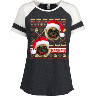 Pug Ugly Christmas Sweater Enza Ladies Jersey Colorblock Tee