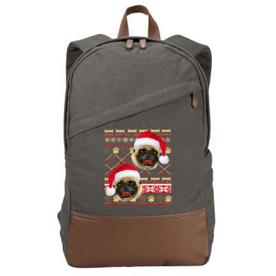 Pug Ugly Christmas Sweater Cotton Canvas Backpack