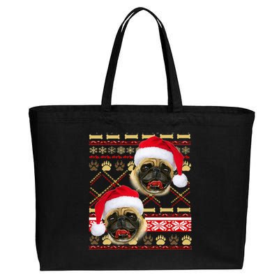 Pug Ugly Christmas Sweater Cotton Canvas Jumbo Tote