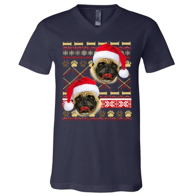 Pug Ugly Christmas Sweater V-Neck T-Shirt