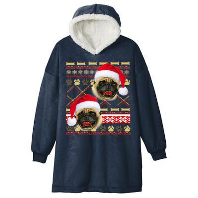 Pug Ugly Christmas Sweater Hooded Wearable Blanket