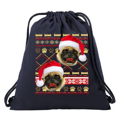 Pug Ugly Christmas Sweater Drawstring Bag