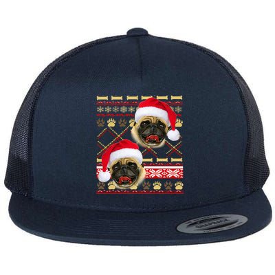 Pug Ugly Christmas Sweater Flat Bill Trucker Hat