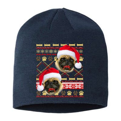 Pug Ugly Christmas Sweater Sustainable Beanie