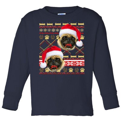 Pug Ugly Christmas Sweater Toddler Long Sleeve Shirt