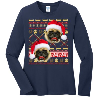 Pug Ugly Christmas Sweater Ladies Long Sleeve Shirt