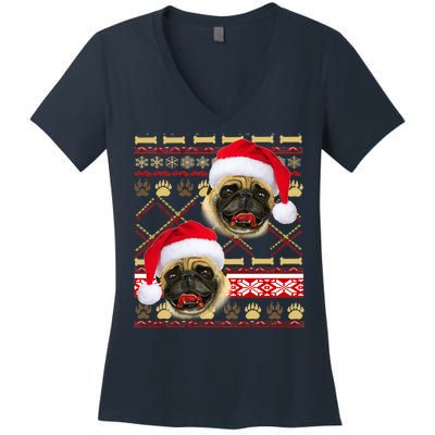 Pug Ugly Christmas Sweater Women's V-Neck T-Shirt