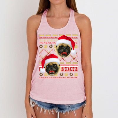 Pug Ugly Christmas Sweater Women's Knotted Racerback Tank