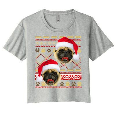 Pug Ugly Christmas Sweater Women's Crop Top Tee