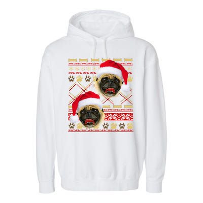 Pug Ugly Christmas Sweater Garment-Dyed Fleece Hoodie