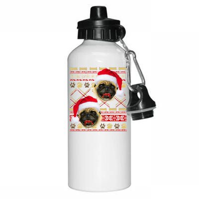 Pug Ugly Christmas Sweater Aluminum Water Bottle