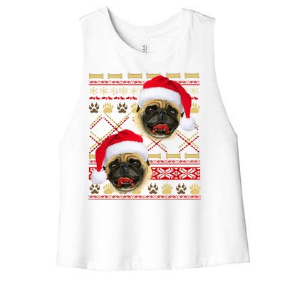 Pug Ugly Christmas Sweater Women's Racerback Cropped Tank