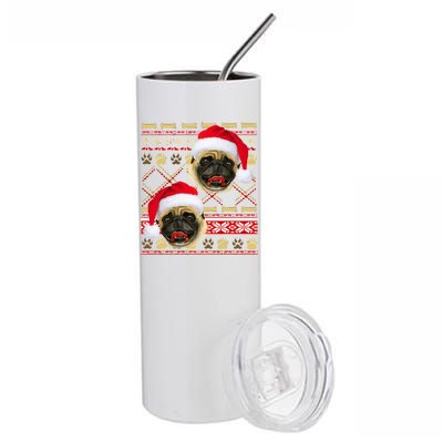 Pug Ugly Christmas Sweater Stainless Steel Tumbler