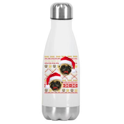 Pug Ugly Christmas Sweater Stainless Steel Insulated Water Bottle