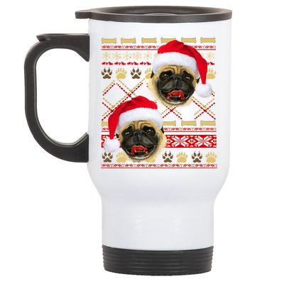 Pug Ugly Christmas Sweater Stainless Steel Travel Mug