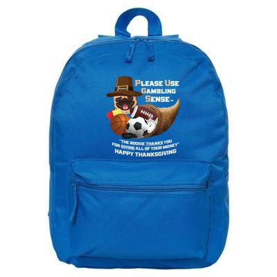 P U G S The Canine Counselor Thanksgiving Sports Gambling Gift 16 in Basic Backpack