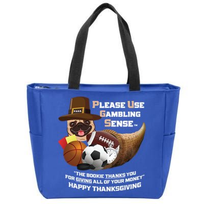 P U G S The Canine Counselor Thanksgiving Sports Gambling Gift Zip Tote Bag