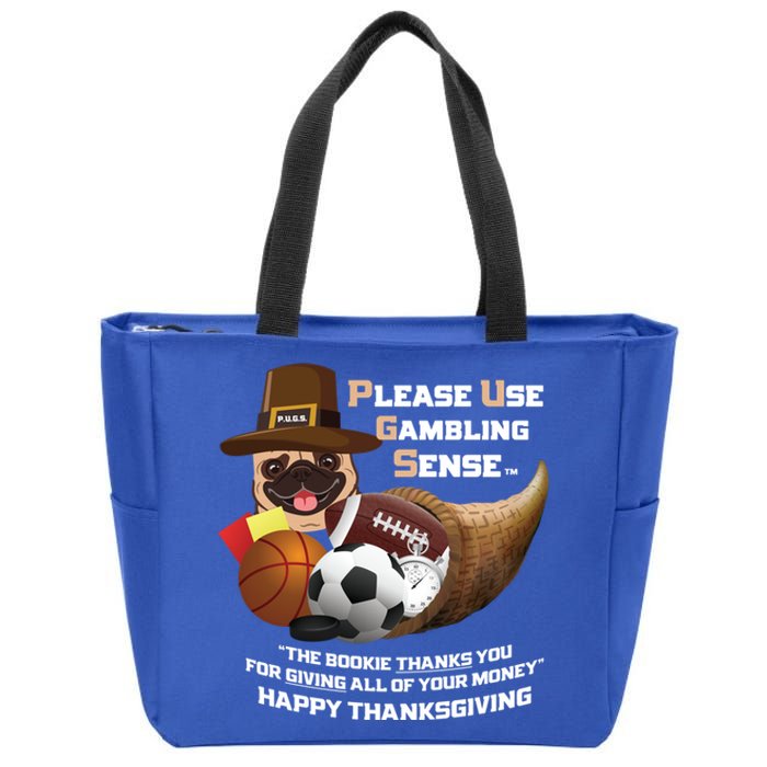 P U G S The Canine Counselor Thanksgiving Sports Gambling Gift Zip Tote Bag