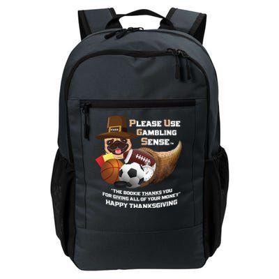 P U G S The Canine Counselor Thanksgiving Sports Gambling Gift Daily Commute Backpack