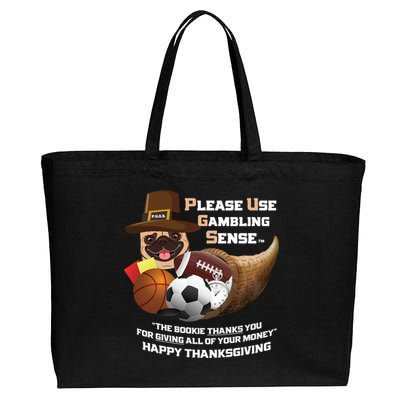 P U G S The Canine Counselor Thanksgiving Sports Gambling Gift Cotton Canvas Jumbo Tote