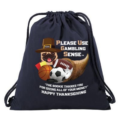 P U G S The Canine Counselor Thanksgiving Sports Gambling Gift Drawstring Bag