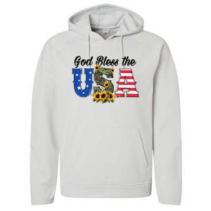 Patriotic Usa Gift Great Gift God Bless America Great Gift Performance Fleece Hoodie