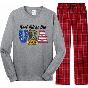 Patriotic Usa Gift Great Gift God Bless America Great Gift Long Sleeve Pajama Set