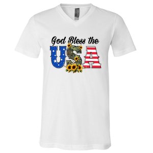 Patriotic Usa Gift Great Gift God Bless America Great Gift V-Neck T-Shirt