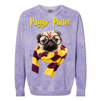 Puggy Potter Funny Parody Movie Colorblast Crewneck Sweatshirt