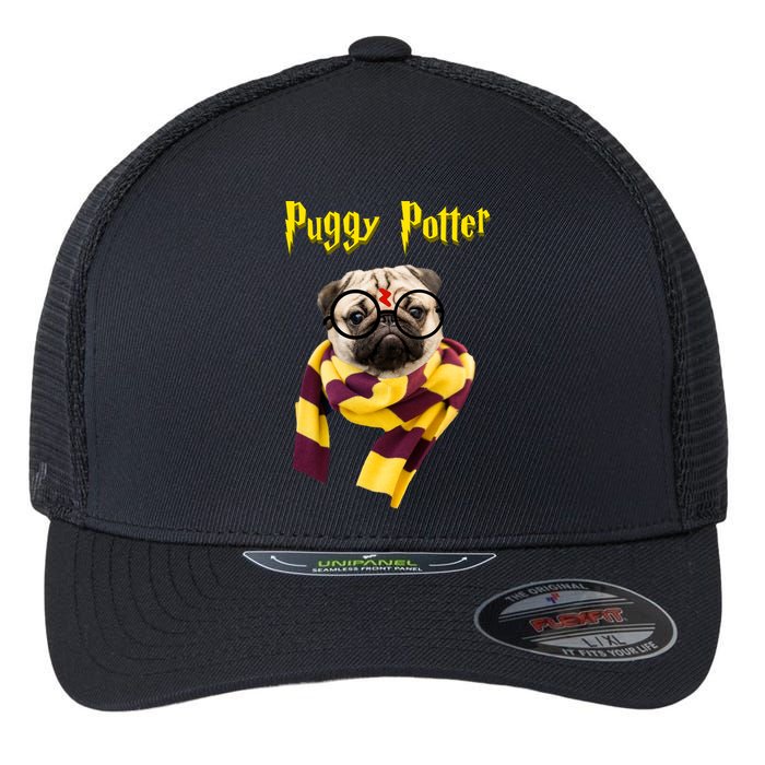 Puggy Potter Funny Parody Movie Flexfit Unipanel Trucker Cap