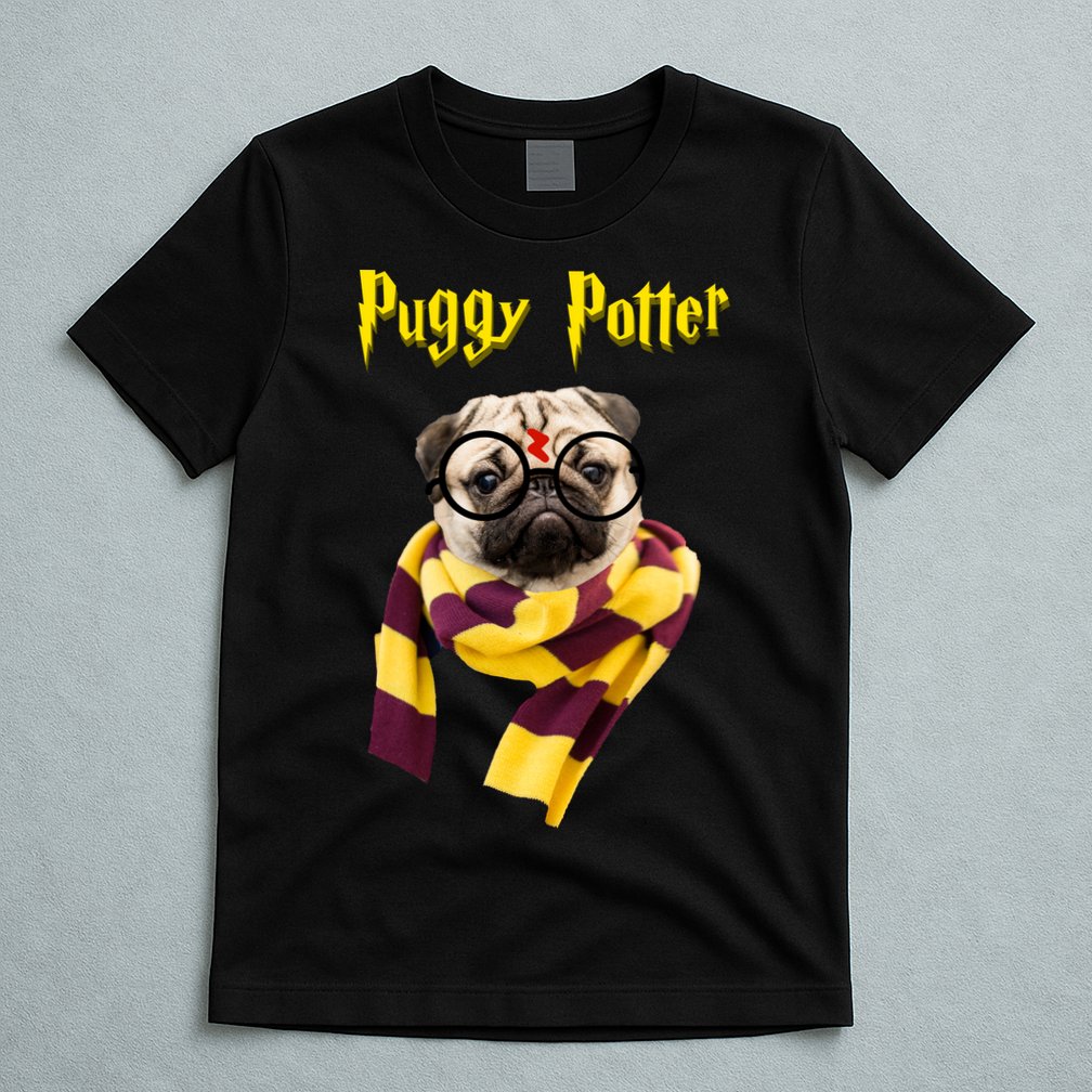 Puggy Potter Funny Parody Movie T-Shirt