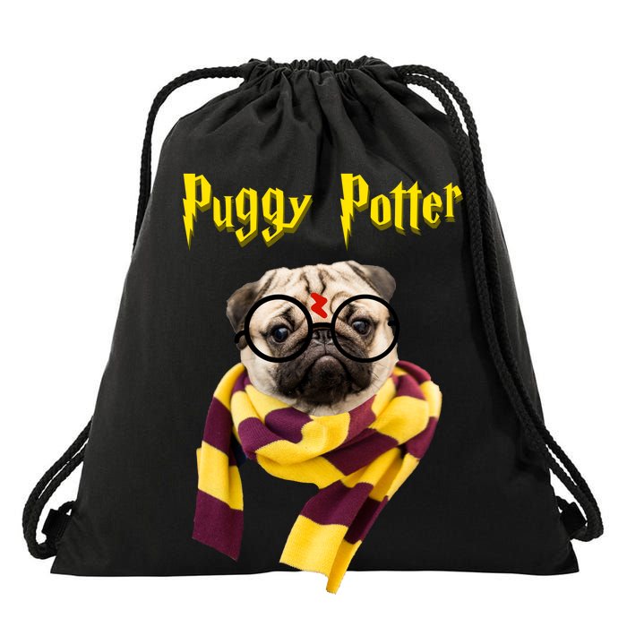 Puggy Potter Funny Parody Movie Drawstring Bag